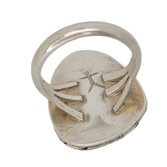 Early Jerry Roan researched Sterling Silver Green Turquoise Mens Ring sz 11.75 - Picture 4 of 10